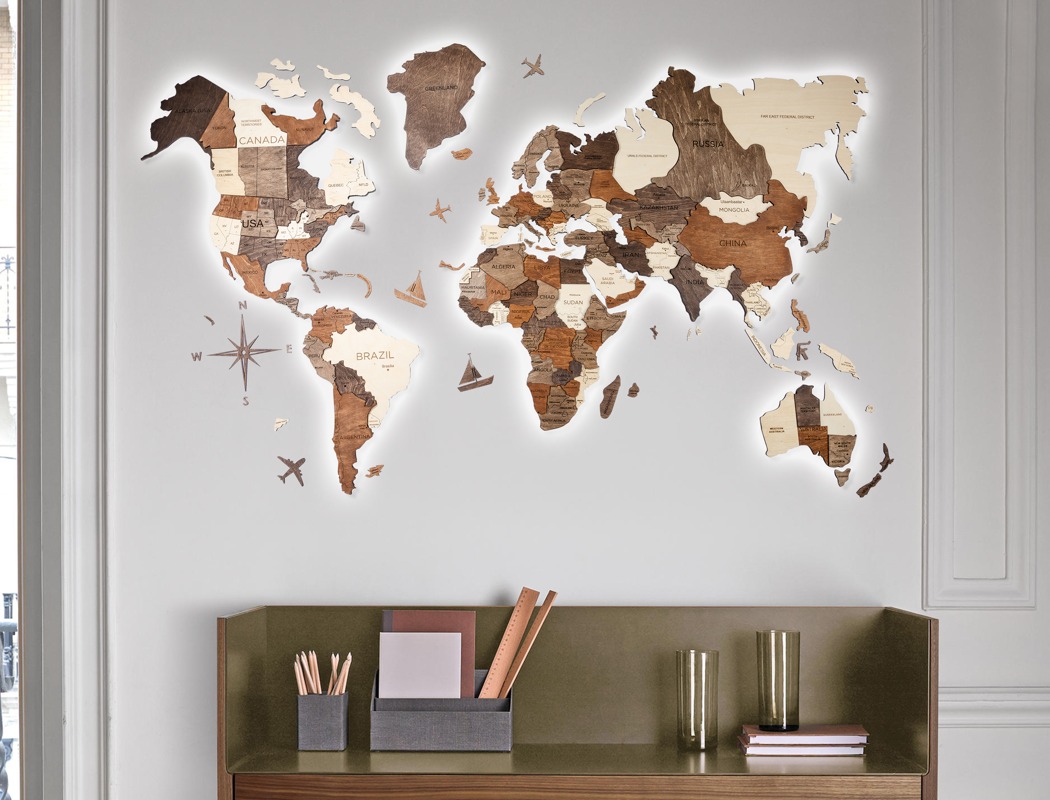 Wooden Map Of The World The first ever 3D Wooden World Map to chart your travels | Yanko 