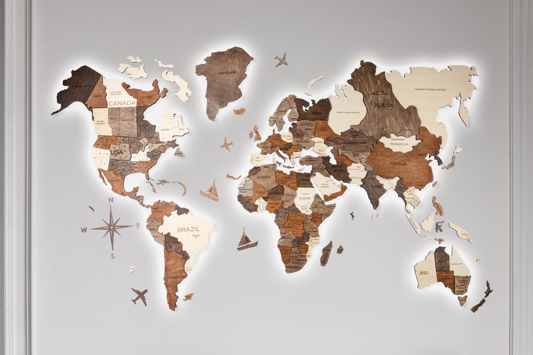 The first-ever 3D Wooden World Map to chart your travels - Yanko Design