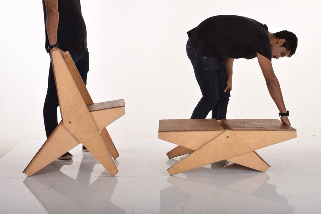 The 'Pad' transforms from a simple flat wooden slab to a complete folding  chair! - Yanko Design