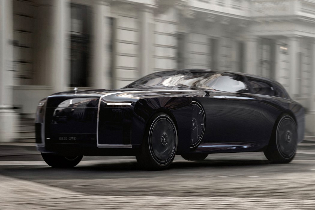 The RollsRoyce Apparition concept is a sleek, obsidian black, electric