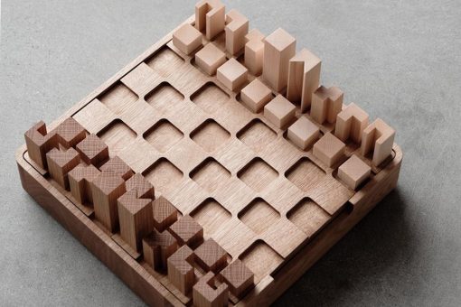 This wooden chess board inspired by 'Queen's Gambit' features pieces  modeled after the architecture of Bangkok! - Yanko Design
