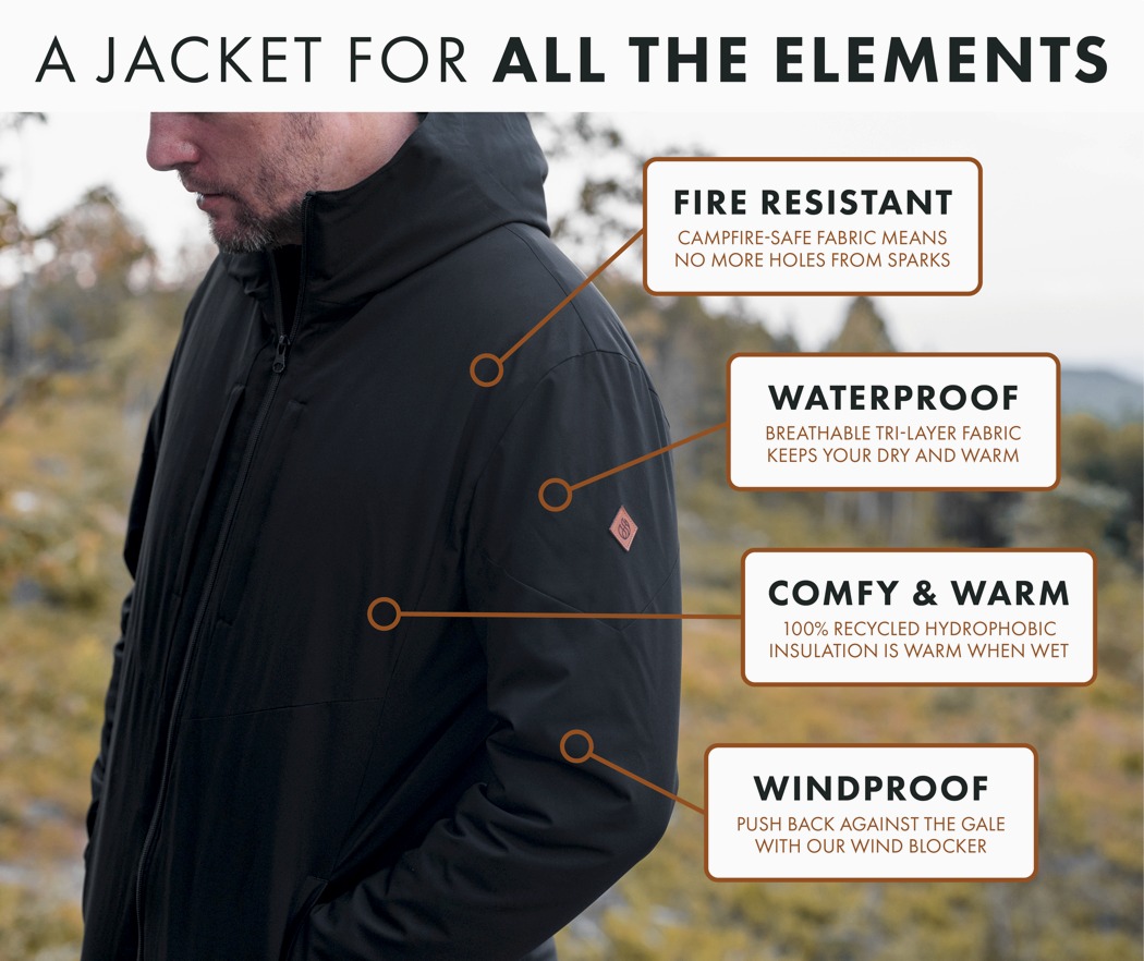 This outdoor puffy jacket isn’t just weather-proof, it’s fireproof too ...