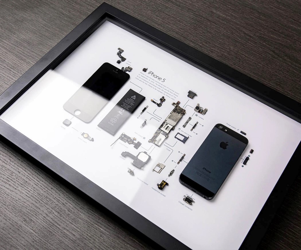 This Framed Disassembled Iphone 5 Makes The Perfect T For Any Tech