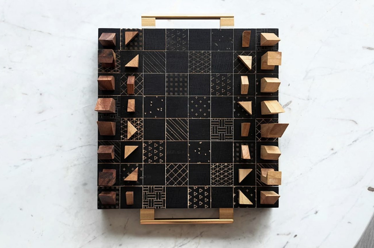This wooden chess board inspired by 'Queen's Gambit' features pieces  modeled after the architecture of Bangkok! - Yanko Design