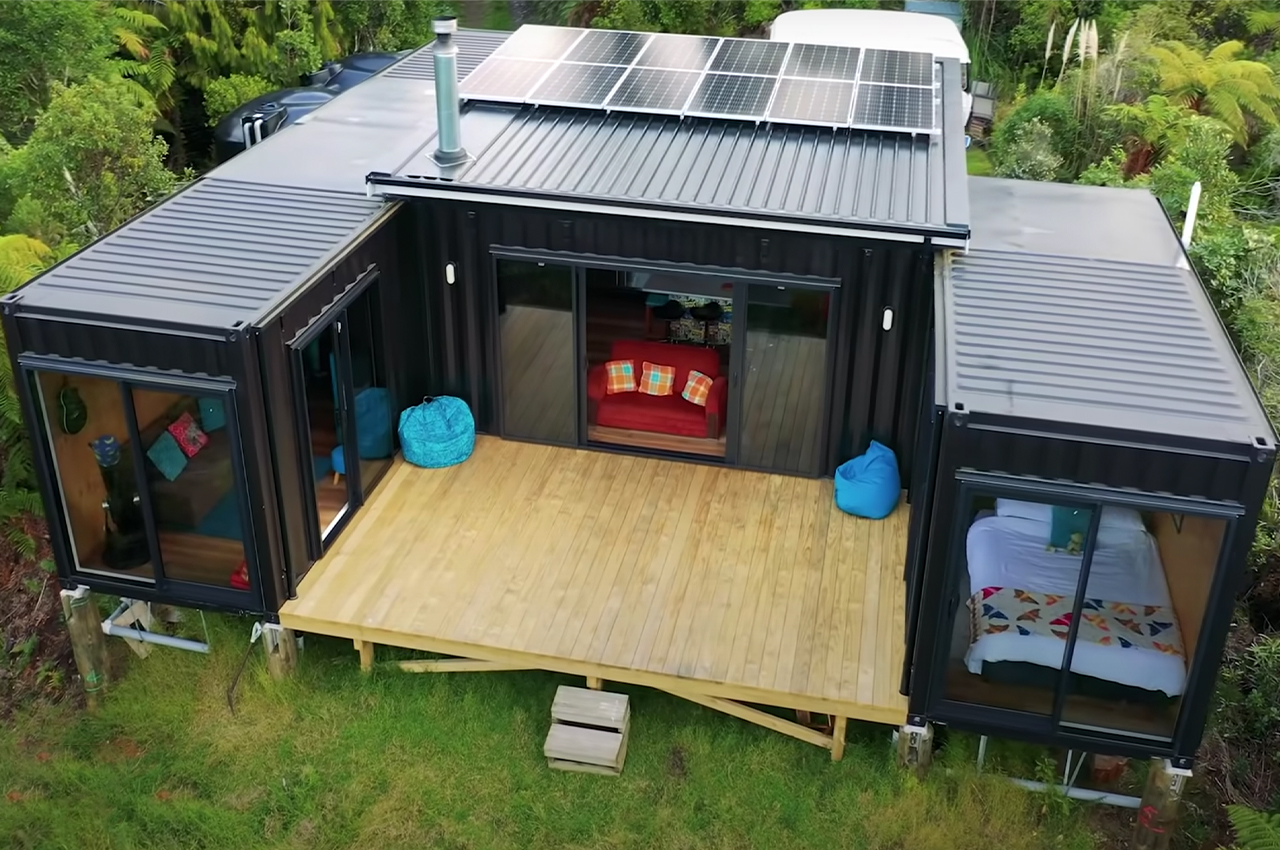 With eco-insulation and solar power, this tiny home built from five