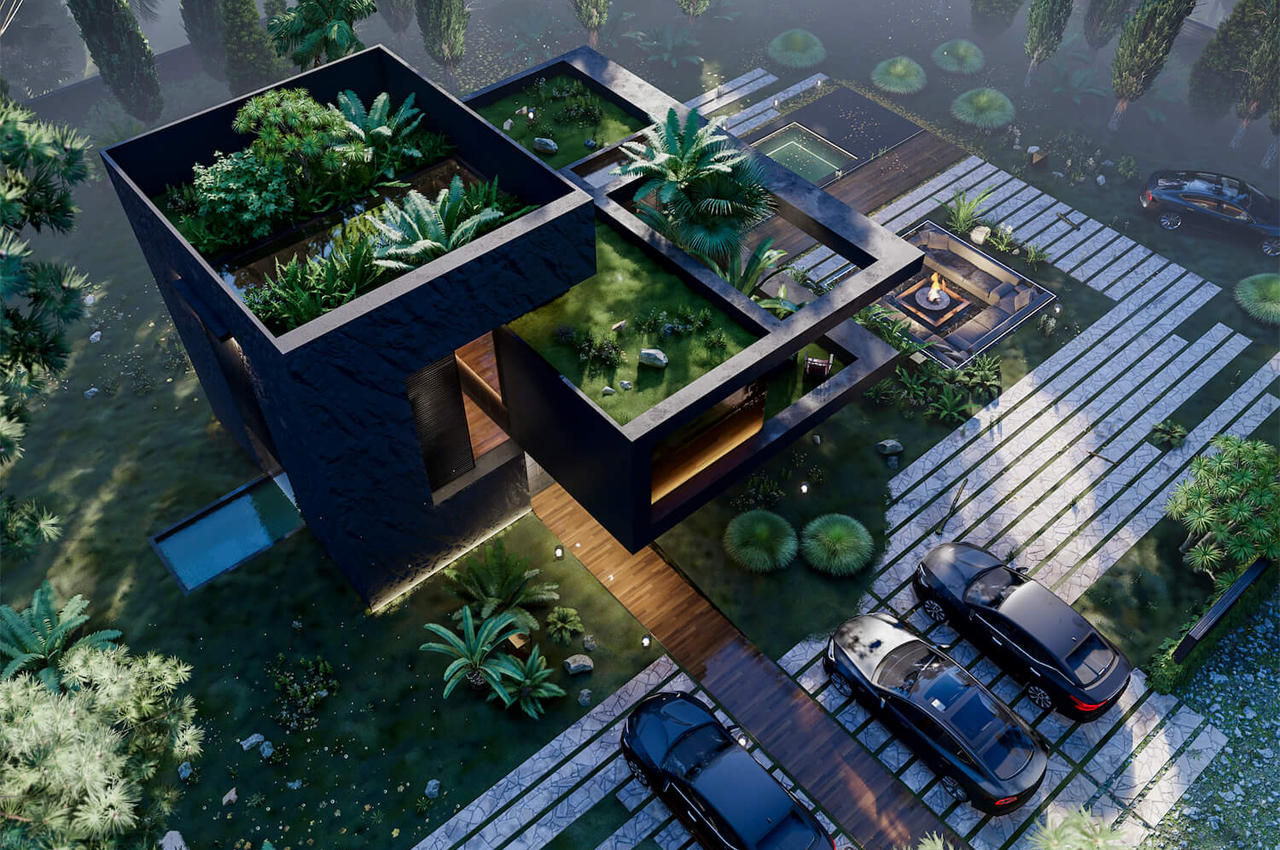 This Modern Eco home Features A Garden Roof And Integrates The Surrounding Forest Into Its