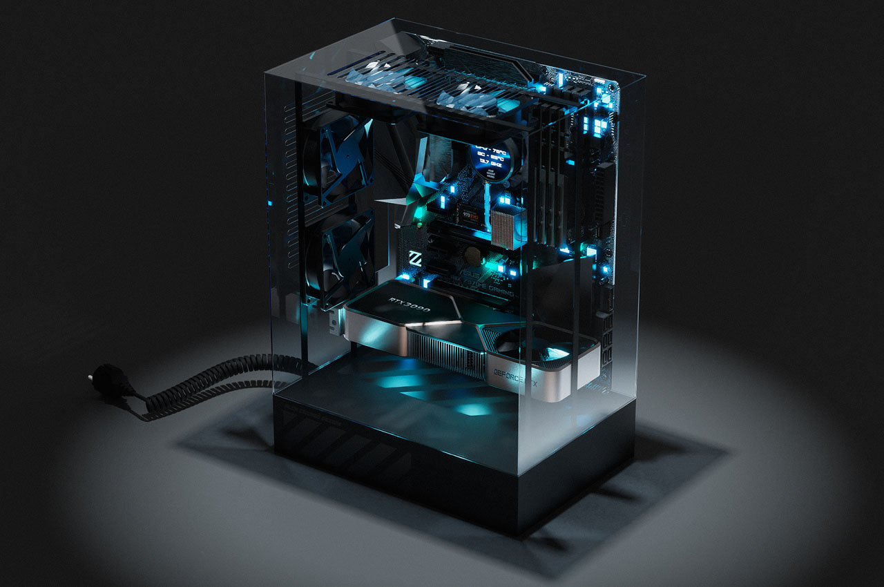 This scifi transparent PC case is a hypnotic symphony of beastly