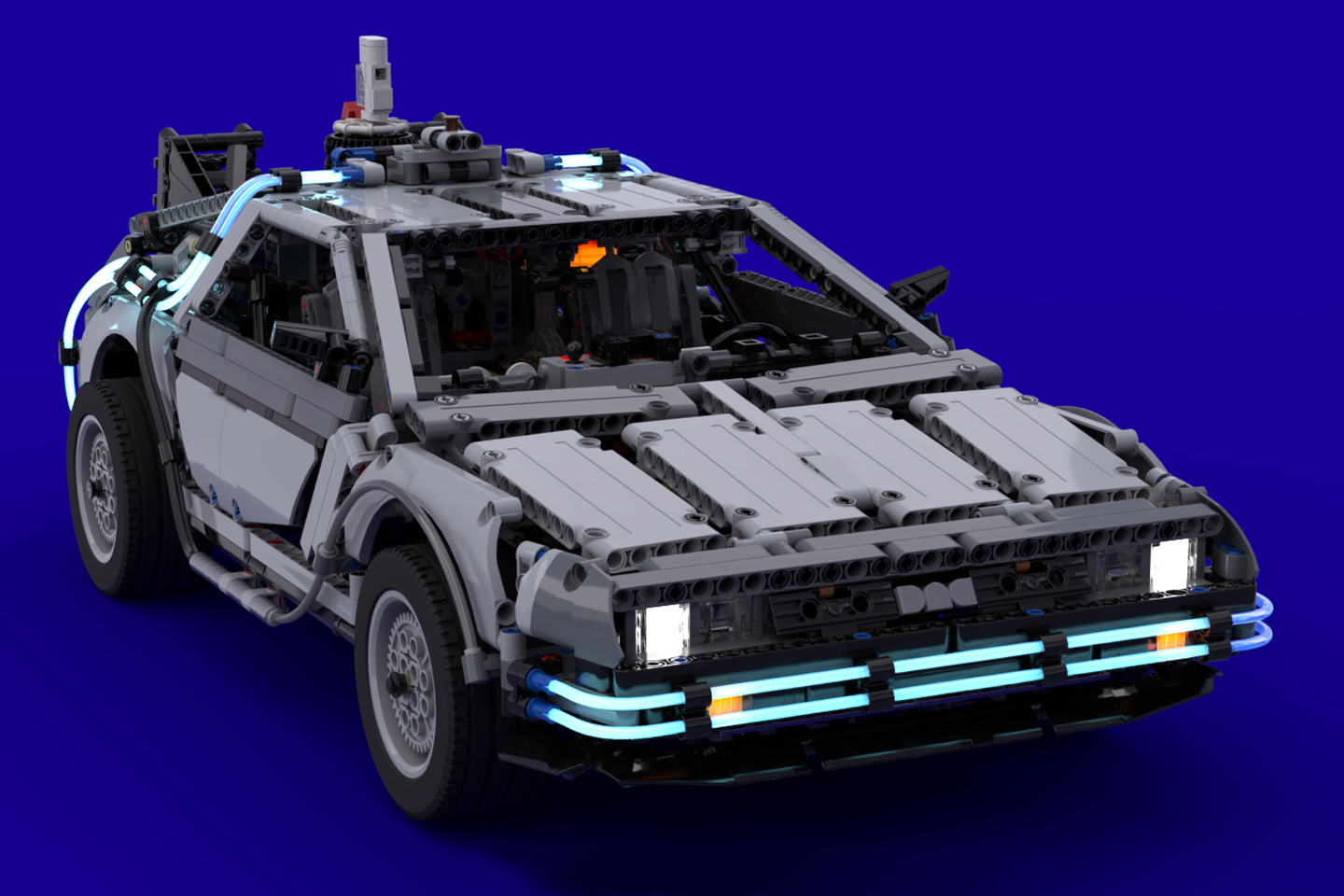 LEGO DeLorean is a stunning replica of the classic with glowing lights