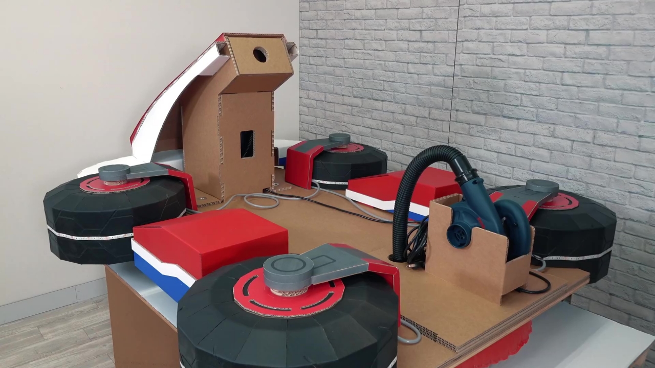 This Mario Kart Hovercraft Is Made From Cardboard A d Looks Like It s Floati g Off The Gro d