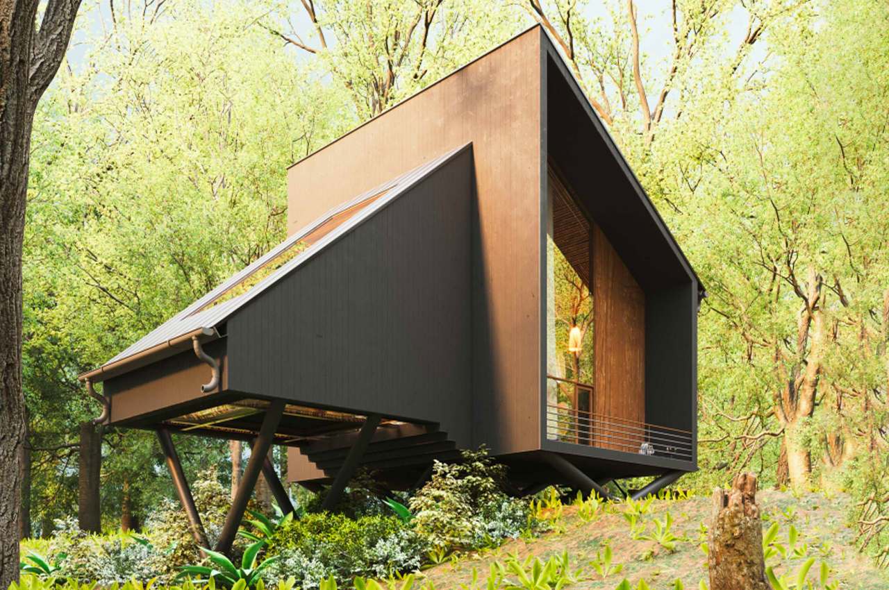 #This tiny timber home is a twist on A-frame cabins defined by bio-philic design