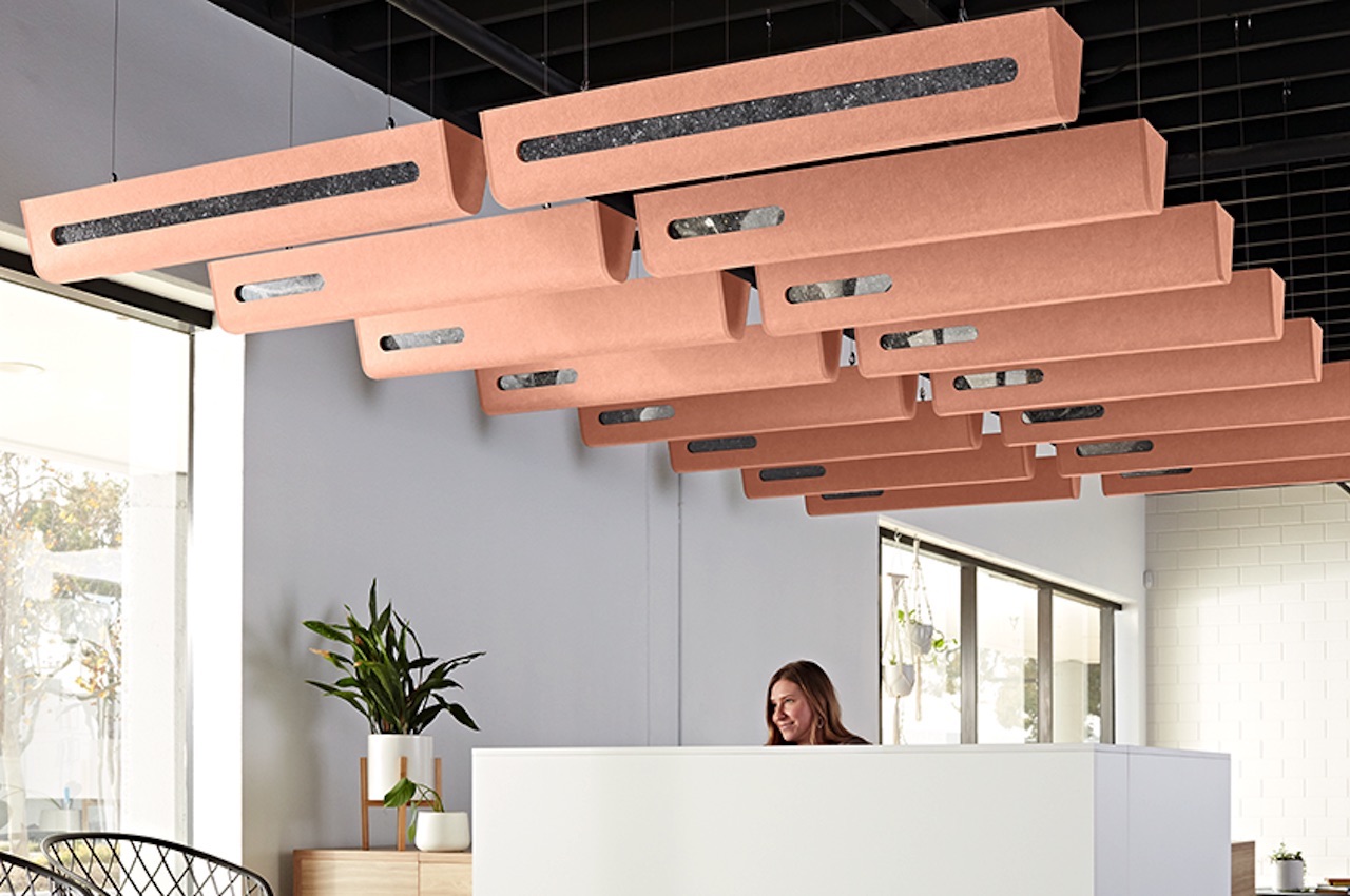 #Kirei Acoustic Ceiling Baffle system offers a softer look and sound to any room