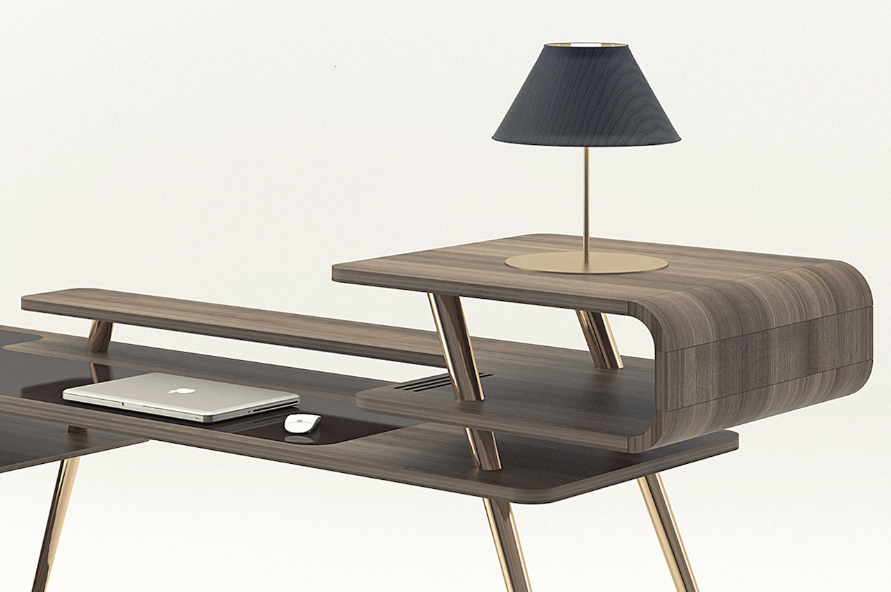 This sleek singular office table comes with multi-levels good for