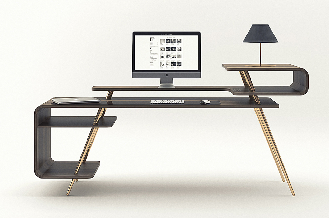 This sleek singular office table comes with multi-levels good for