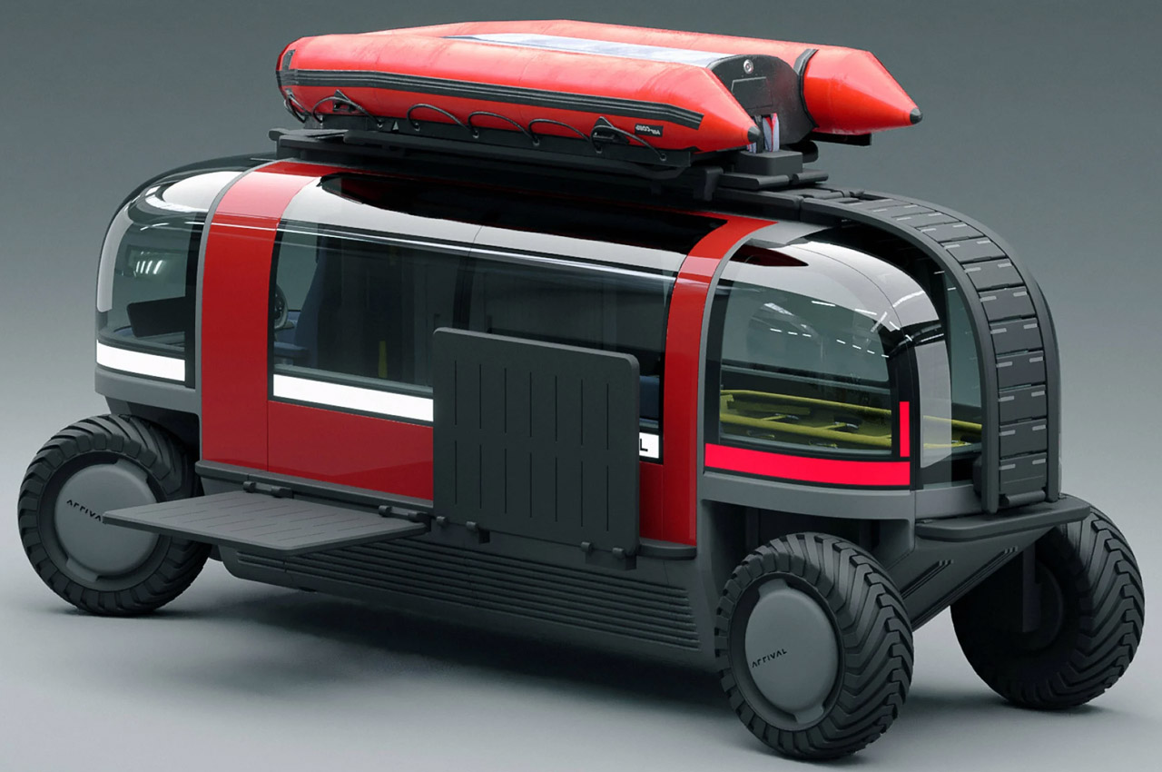 This semiamphibious bus is a capable rescue vehicle for city flooding