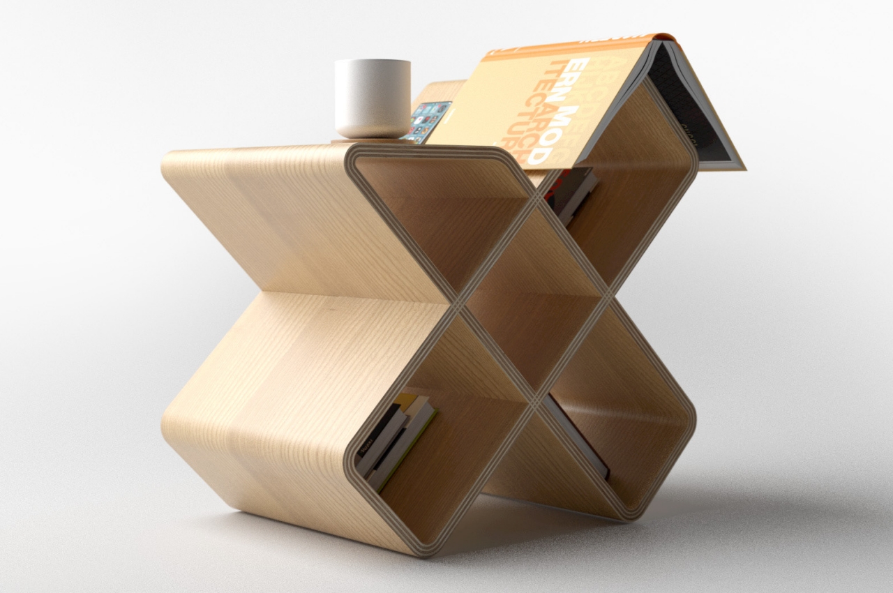 #This asymmetrical wooden storage doubles as a beautiful side table