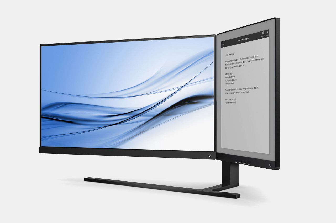 De gasten Leia scherm Philips 2-in-1 monitor adds an adjustable E-Ink display for your reading  comfort - Yanko Design