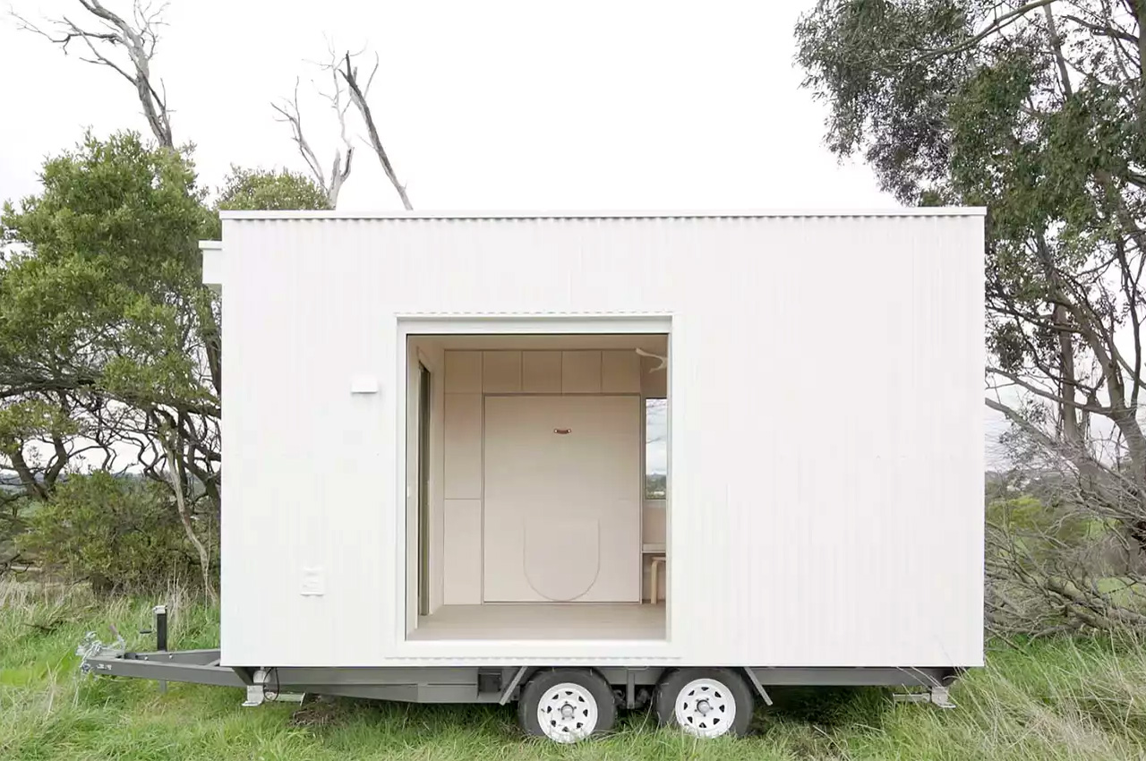 #This all-white minimalist cabin is the flexible and functional tiny home on wheels you need