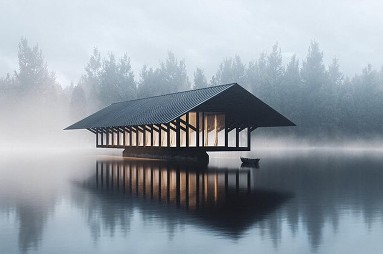 #This tranquil floating pavilion functions as a meditation and yoga retreat