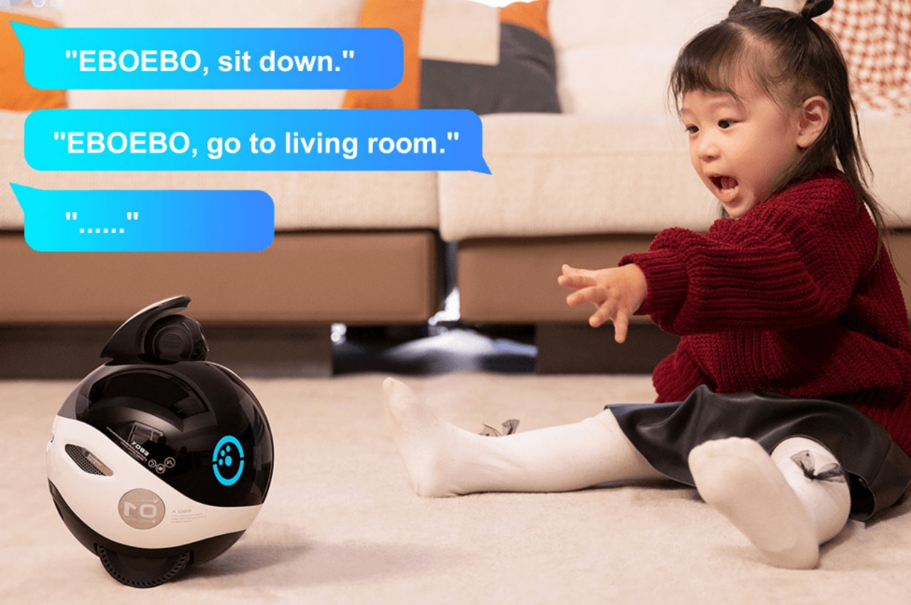 ebo X family robot rolls to serve as your personal security guard
