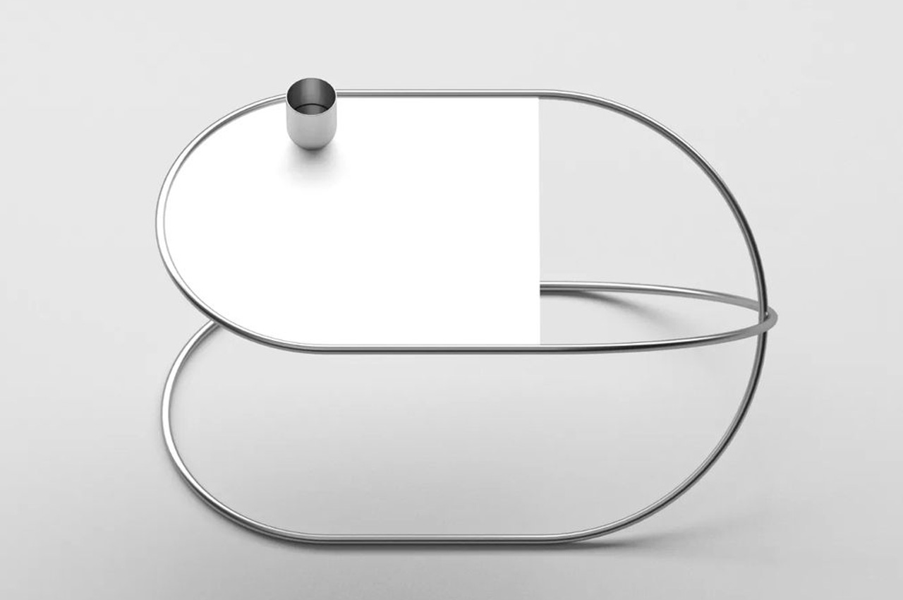 #This Minimal Metallic Coffee Table Takes Inspiration From the Simple Shape of a Safety Pin