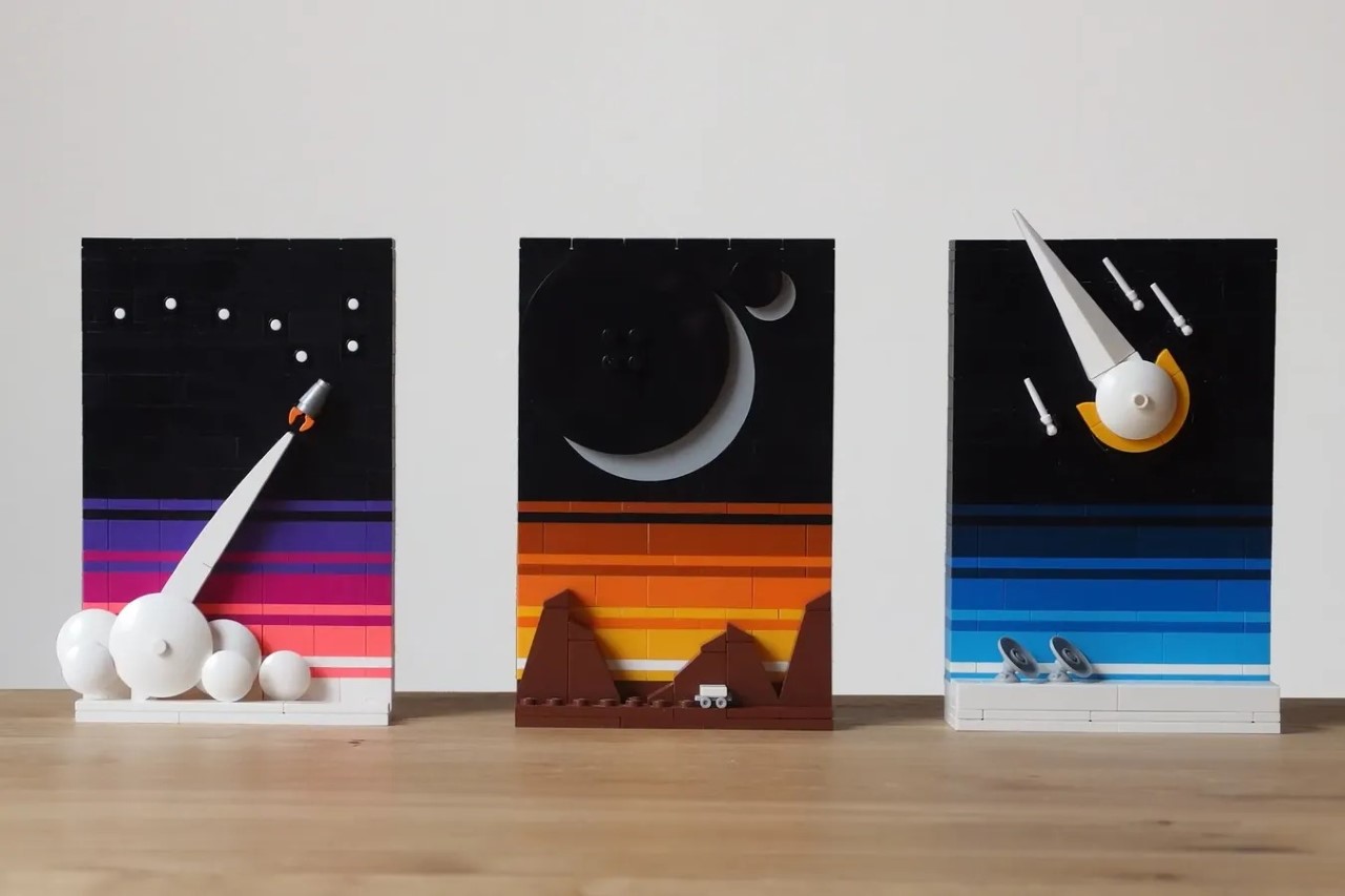Retro NASA Space Tourism Posters made from LEGO Bricks are a Space
