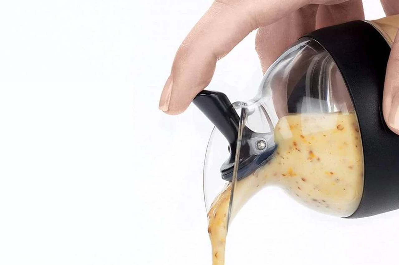#This Little Salad Dressing Shaker + Pourer Is All You Need To Prevent Drizzly Disasters In Your Kitchen