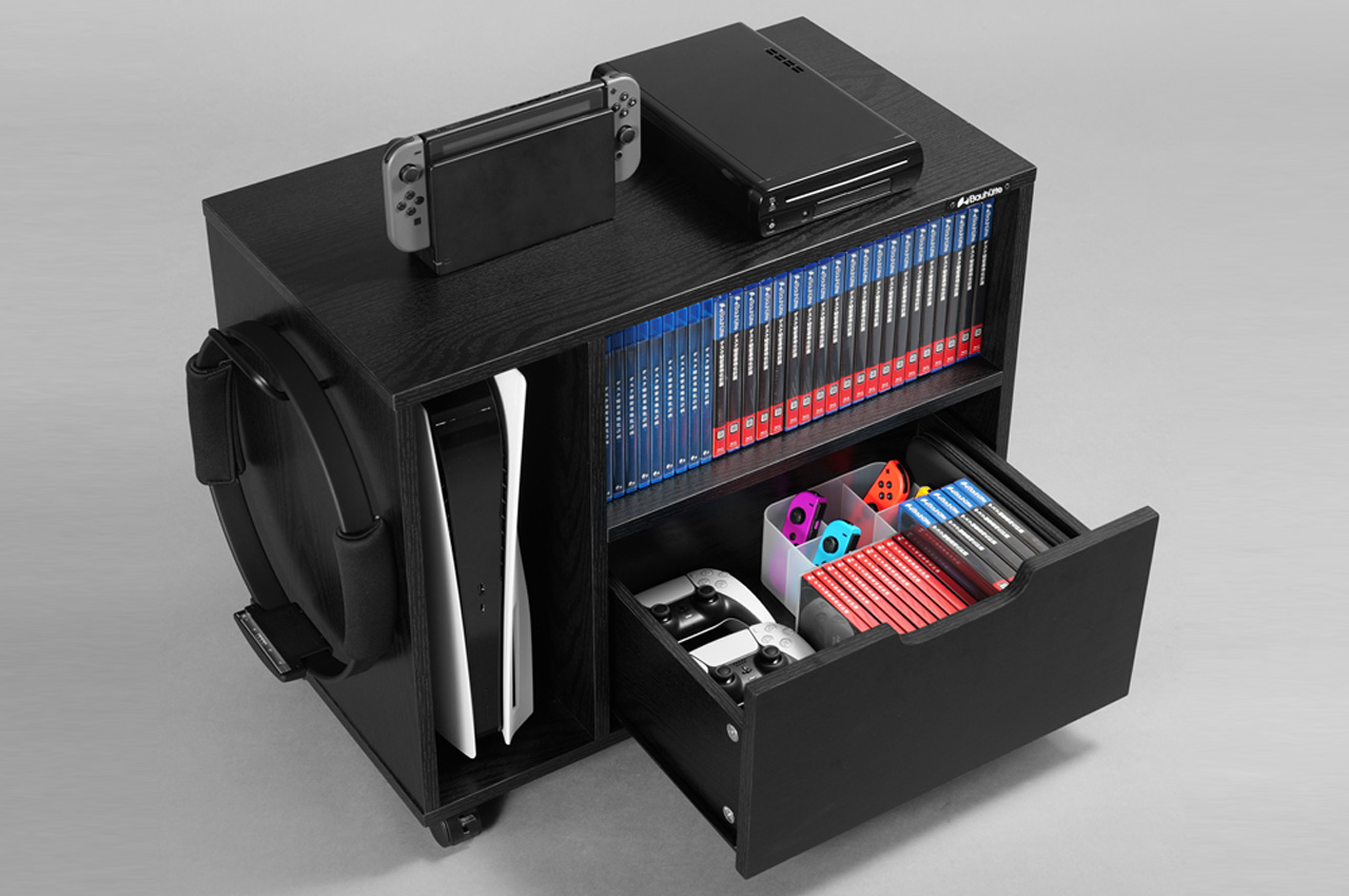Bauhutte's special cabinet for storing game consoles, controllers 