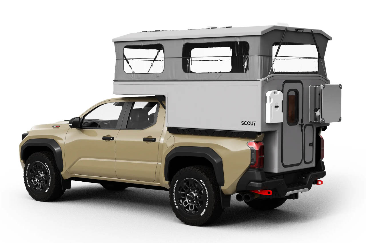 #This lightweight camper for mid-sized trucks has auto expanding pop-top mechanism to maximize headroom