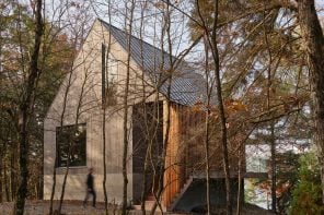 Bunkie On A Hill Is A Contemporary Reinterpretation Of A Classic A-Frame Cabin With A Vaulted Roof