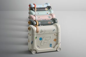 Ride-on suitcase for kids doubles as an in-flight bed or leg rest