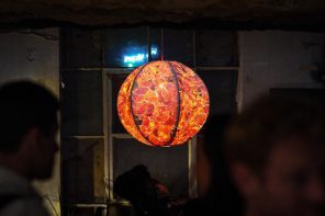 Sun-like pendant lamp is actually made from orange peel waste