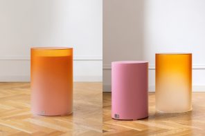 Candy-like cylindrical tables change color when you nest them