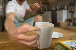 Handle-free mug exercises your grip while sipping your coffee