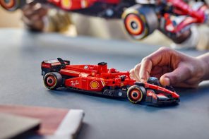 LEGO Ferrari SF-24 Formula 1 car has a functional engine and customizable DRS wing