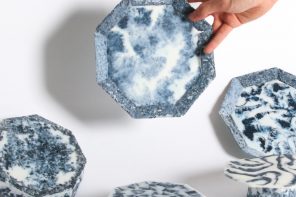 Discarded denim reborn as decorative plates