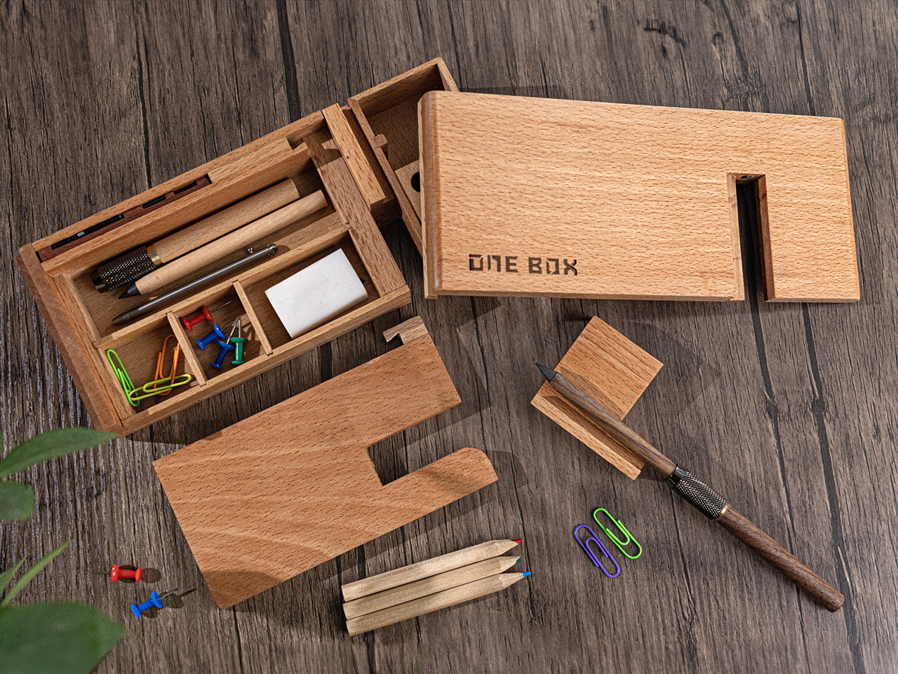 IKEA Meets Artisanal Craft in This Modular Wooden Storage Box That Stores Stationery, Games, and Tech