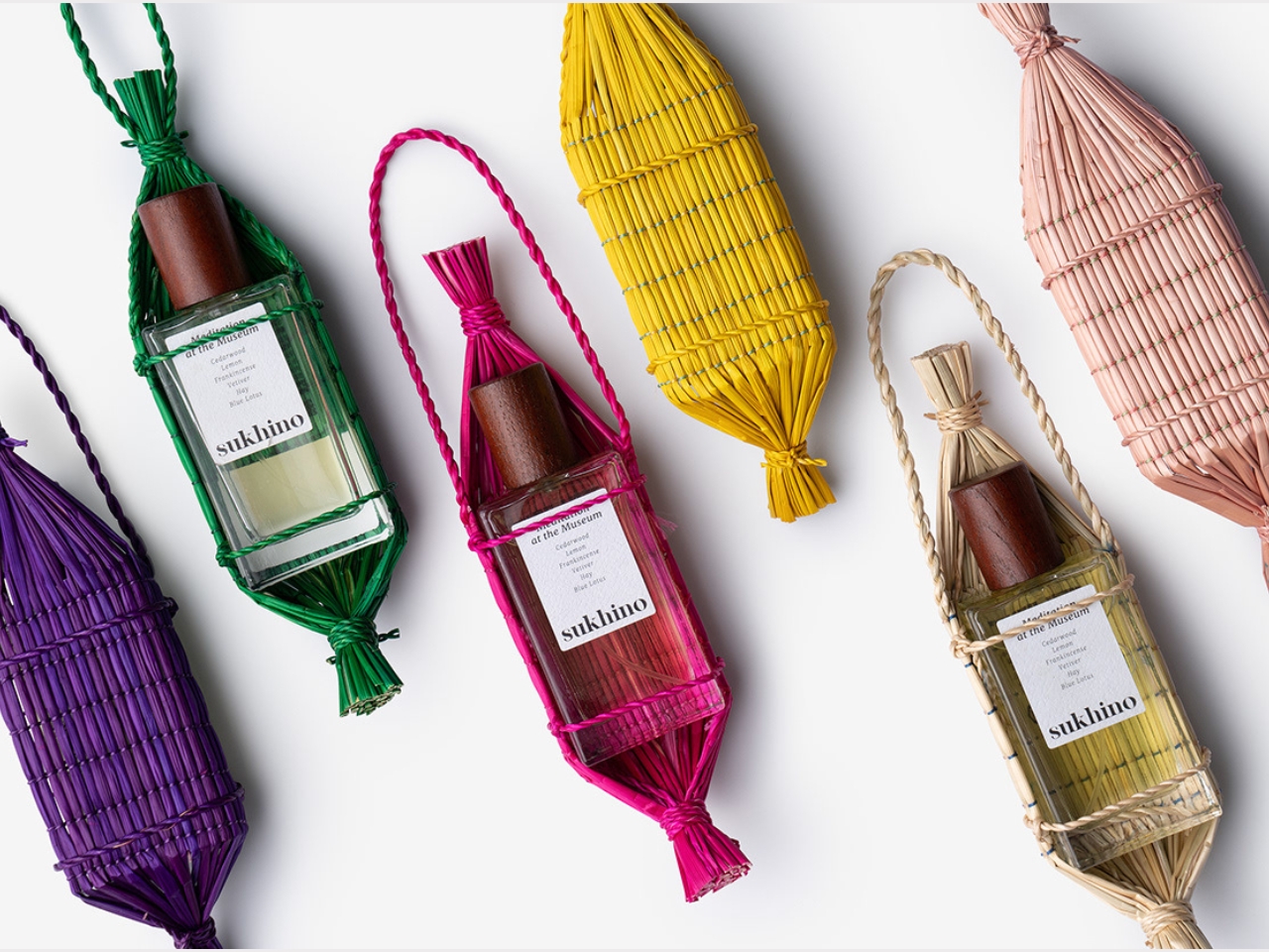 Traditional Korean straw with modern twist protects perfume bottles