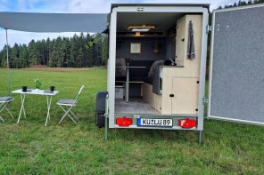 Lutz Minicamper is little trailer home with comfort comparable to a camper van